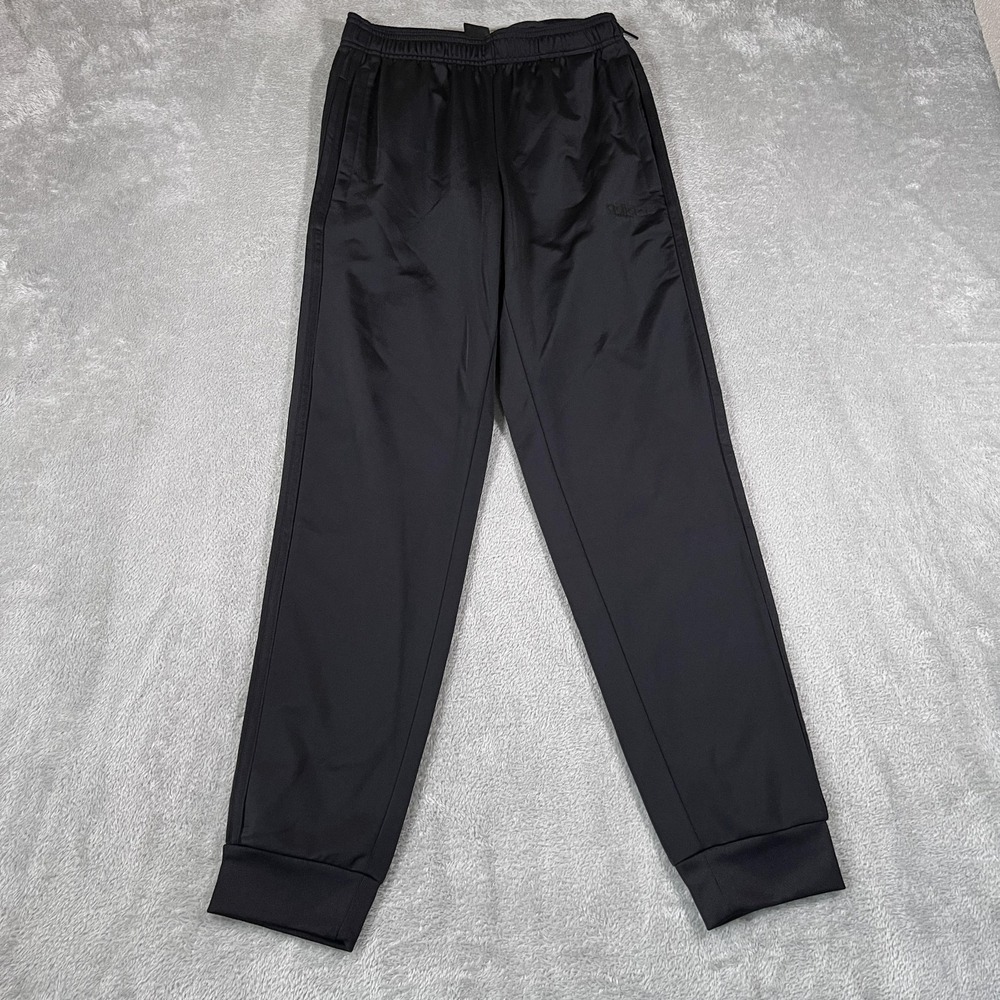 Adidas Track Pants Mens Small Black 3-Stripes Joggers Cuffed Tapered Polyester